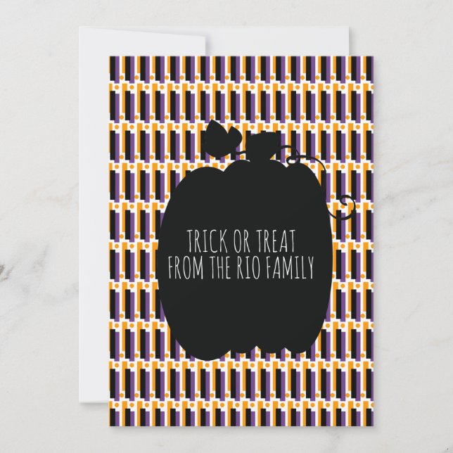 Feliz Halloween Abóbora Preta Padrão Geométrico (Frente)