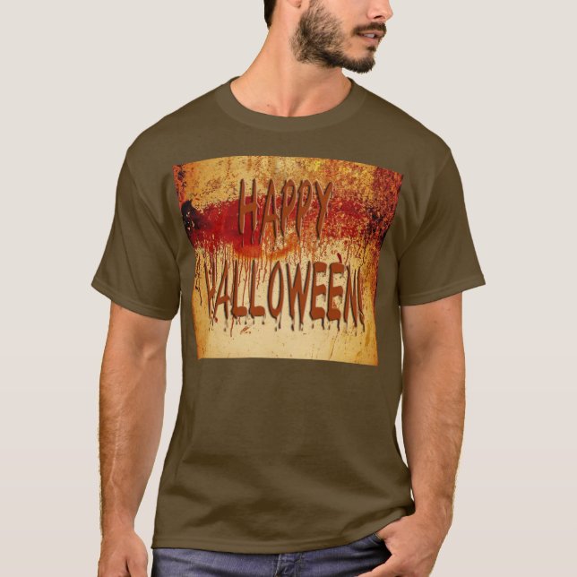 Feliz Halloween Blood Smanado Muro Mens T-Shirt (Frente)