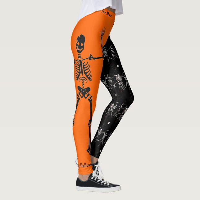 Feliz Halloween Bone Dancing Skeletons Leggings (Direita)
