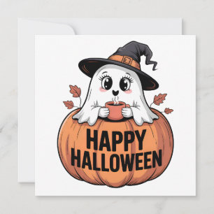 Feliz Halloween Caffeine Ghost Halloween Cartões