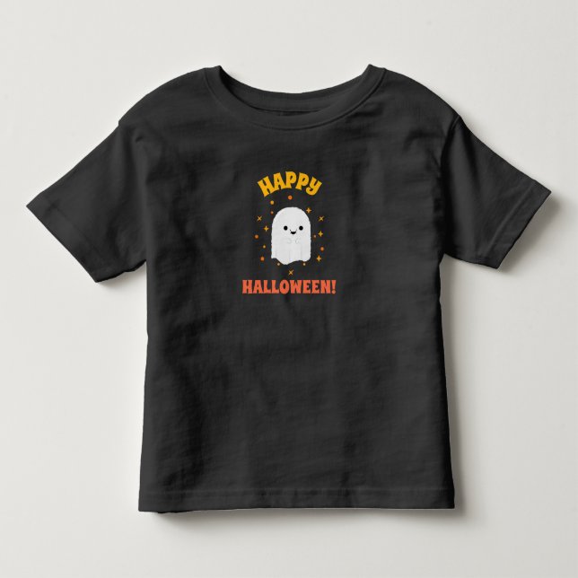 Feliz Halloween! Camiseta do Fantasma Sorridente e (Frente)