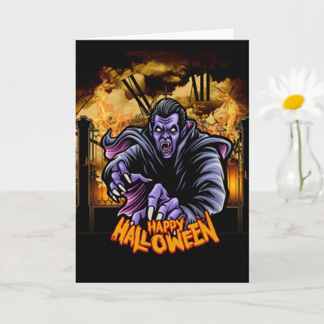 Feliz Halloween cartão de cemitério (Planta pequena)