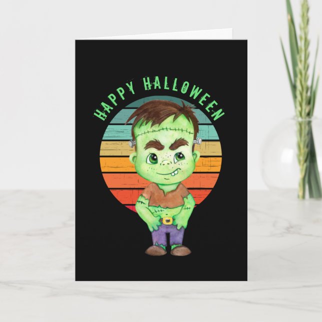 Feliz Halloween - Cartão do Frankenstein (Frente)