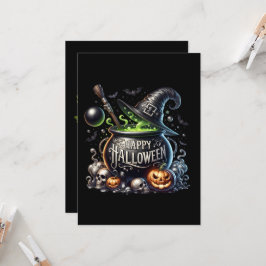 Feliz Halloween Cauldron Saudações Cartão de Convi
