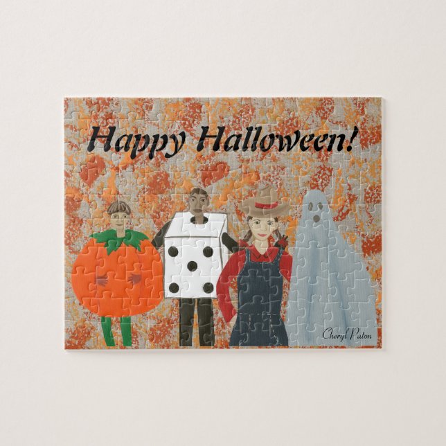 Feliz Halloween Costumes Abstrato Quebra-cabeça (Horizontal)
