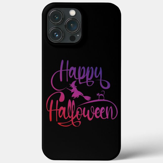 Feliz Halloween gradient voando feiticeiro (Verso)