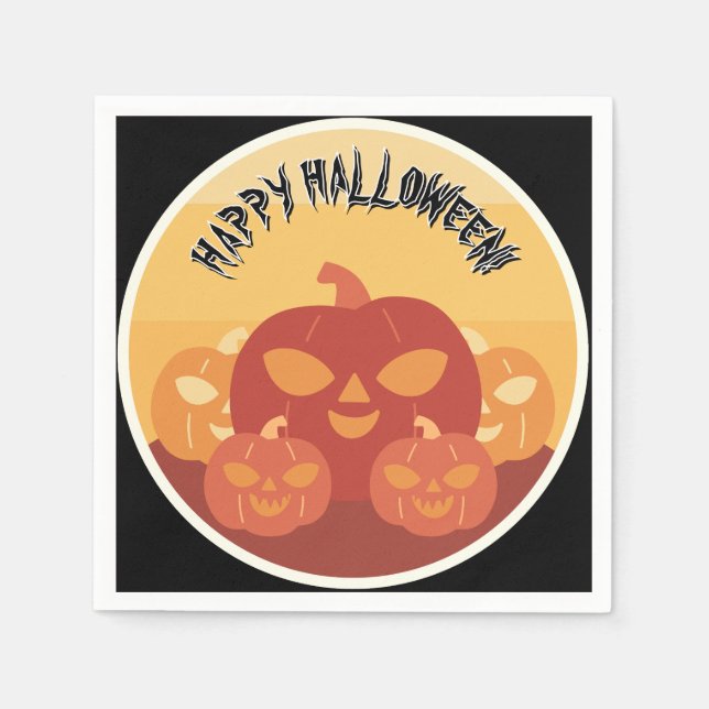 Feliz Halloween! Guardanapos de papel de abóboras (Frente)