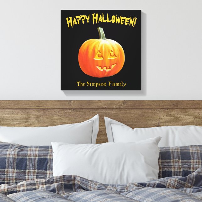 Feliz Halloween Jack o Lanterna Canvas (Insitu(Quarto))