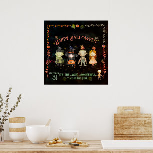 Feliz Halloween Monstros Bonitos Poster