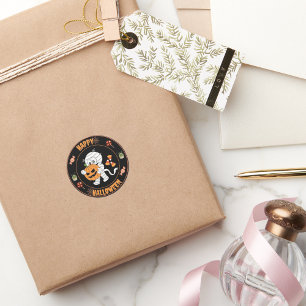 Feliz Halloween Mummy caminhando com adesivo de ab