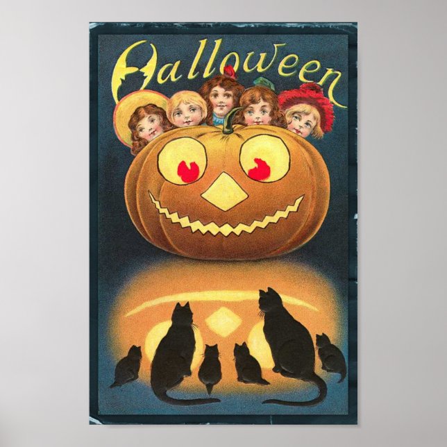 Feliz Halloween Retro Poster (Frente)