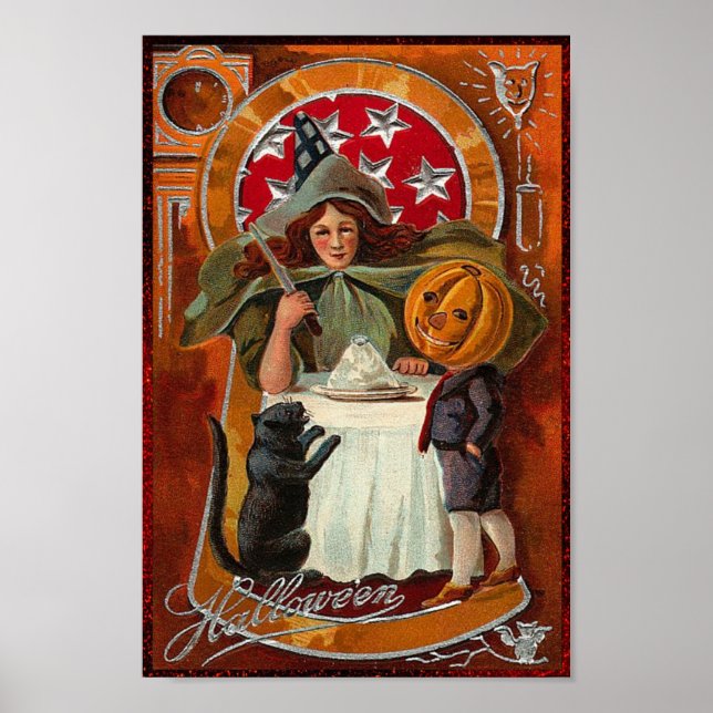 Feliz Halloween Retro Poster (Frente)