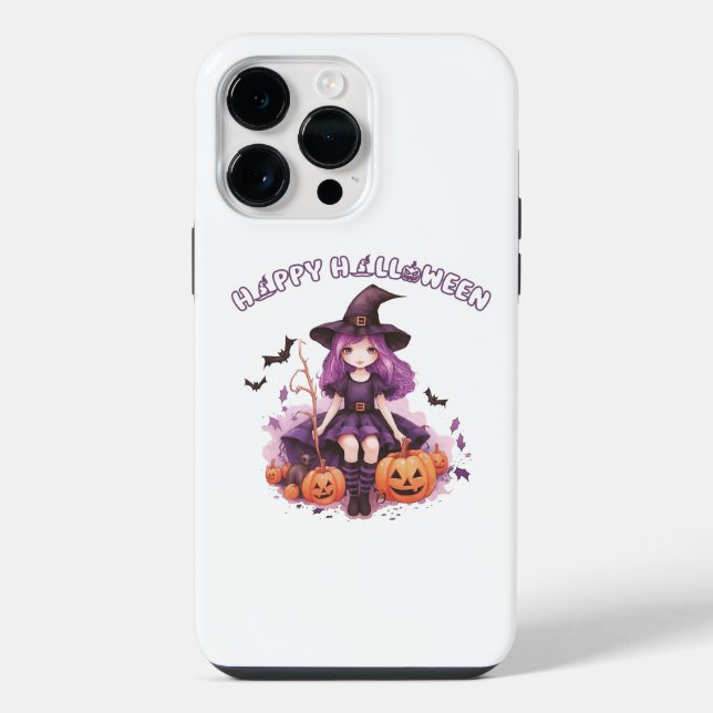 Feliz Halloween Roxo Bruxas Pumpkins & Bats (Verso)