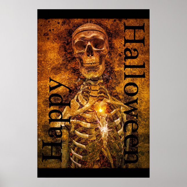 Feliz Halloween Skeleton Art Poster (Frente)