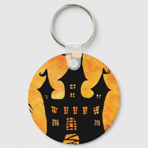 Feliz Halloween Spooky Castle Button Chaveiro