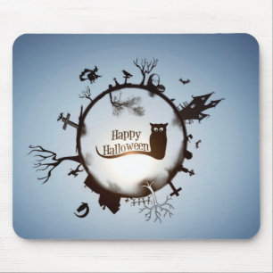 Feliz Halloween Spooky Owl Mousepad