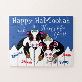 Feliz HaMookah Feliz Ano Moo Quebra-cabeça