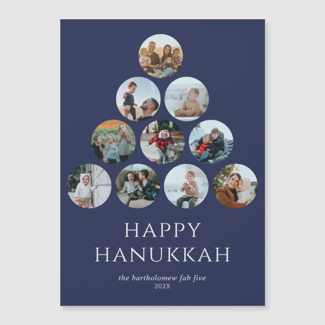 Feliz Hanukkah 10 Photo Magnet Blue (Frente)