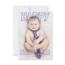 Feliz Hanukkah Bloco Azul - Cartão de Hanukkah 3x5