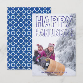 Feliz Hanukkah Bloco Azul - Cartão de Hanukkah 3x5
