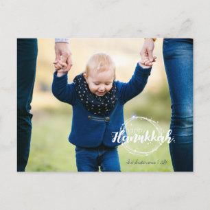 Feliz Hanukkah Bolhas de Neve Coroa Cartões Postai