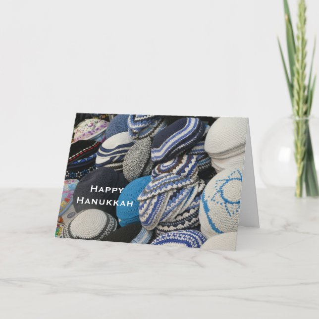 Feliz Hanukkah, Cartão de Saudação Kippot (Frente)
