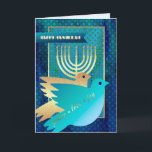 Feliz Hanukkah. Cartão de saudação personalizável<br><div class="desc">Feliz Hanukkah! Feliz Chanukah! Cartões de saudação de Chanucá personalizáveis,  com nome personalizado e saudação. Cartões e presentes disponíveis na Categoria Feriados Judeus / Hanukkah da nossa loja.</div>