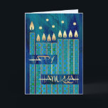 Feliz Hanukkah. Cartões de saudação personalizávei<br><div class="desc">Feliz Hanukkah! Feliz Chanukah! Star of David and Menorah Candles Design Cartões de saudação personalizáveis de Chanucá com nome personalizado e saudação. Cartões e presentes disponíveis na Categoria Feriados Judeus / Hanukkah da nossa loja.</div>