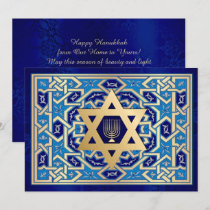 Feliz Hanukkah. Estrela de David e Cartões Menorah