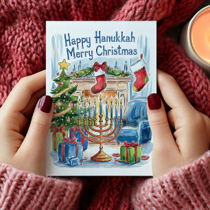 Feliz Hanukkah Feliz Cartão de Natal