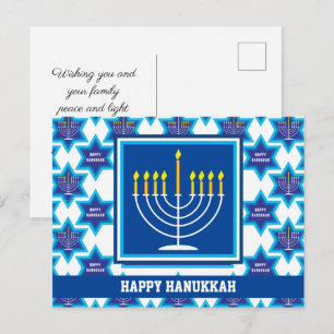 🕎 Feliz Hanukkah, Menorá, Cartão Postal personali