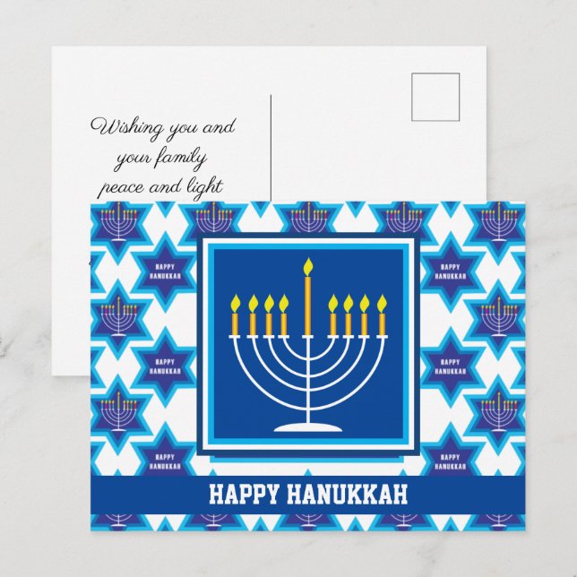 🕎 Feliz Hanukkah, Menorá, Cartão Postal personali (Frente/Verso)