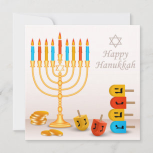 Feliz Hanukkah Menorah Dreidel Moins Dourados