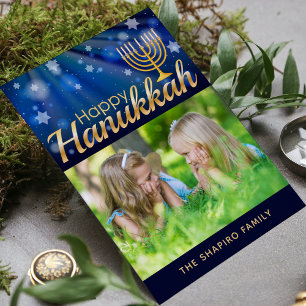 Feliz Hanukkah Menorah Foto Personalizada