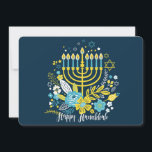 Feliz Hanukkah menorah velas. Cartão de Festividad<br><div class="desc">Feliz Hanukkah menorah velas.
Mantenha contato com a família e amigos enquanto celebra o feriado de Chanucá/Chanukah com as luzes da menorah.</div>