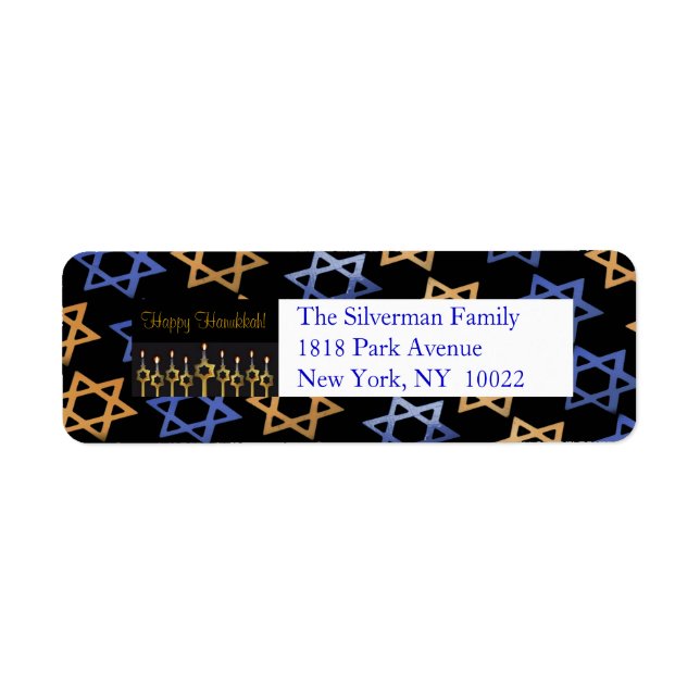Feliz Hanukkah! Modelo de Etiqueta de Endereço de  (Frente)