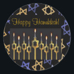 Feliz Hanukkah! Modelo do adesivo grande personali<br><div class="desc">Feliz Hanukkah! Personalize este belo adesivo personalizado disponível em dois tamanhos. Adicione impacto gráfico ao seu cartão de saudação, cartão de Chanucá ou para um convite de festas de férias. Adicione suas próprias mensagens personalizadas. Preencha um conjunto elegante coordenado: em nossa loja zazzle.com/celebrationsevents* veja Convites, Anúncios, Cartões de Saudação, PostCards,...</div>