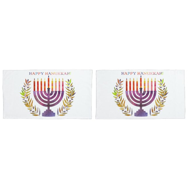 Feliz Hanukkah Pillowcase (Frente - conjunto)