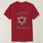 Feliz Hanukkah Star de David Glitter T-Shirt<br><div class="desc">Chanucá 2022 começará na noite do domingo,  18 de dezembro,  e terminará na noite da segunda-feira,  26 de dezembro</div>