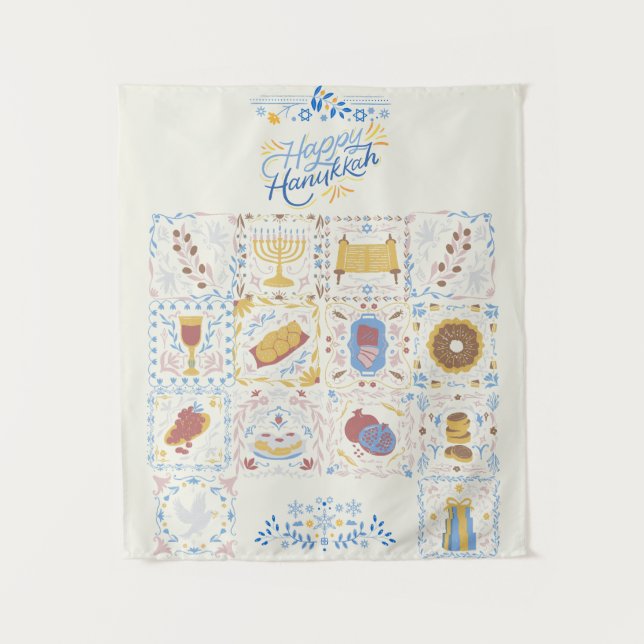 Feliz Hanukkah Tapeçaria (Frente)