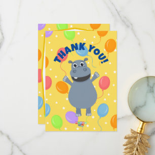 Feliz Hippo Obrigado Cartões (Horizontal)