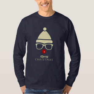 Feliz Hipster de Natal Rudolph T-shirt masculina