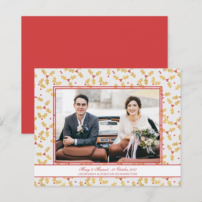 Feliz Holly de Ouro de Orçamento Casada Natal (Frente/Verso)