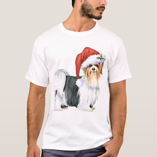 Feliz Howlidays Biewer Terrier T-Shirt (Frente)