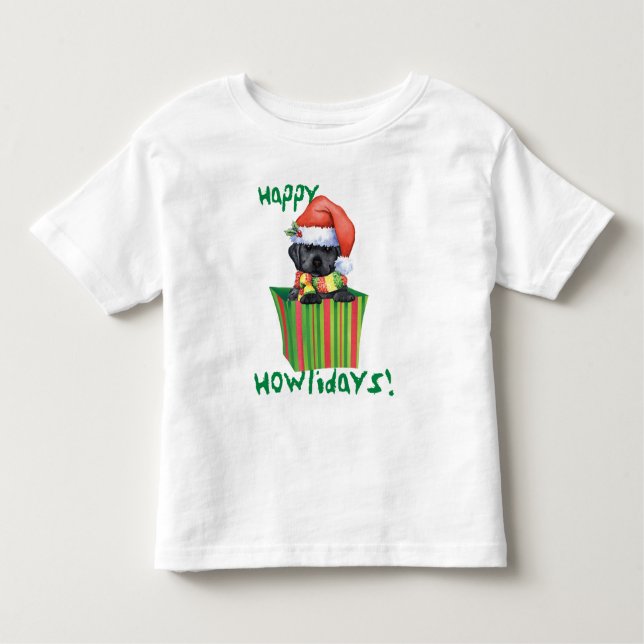 Feliz Howlidays Black Lab T-Shirt (Frente)