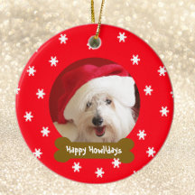 Feliz Howlidays Cão Snowflake Enfeites de natal