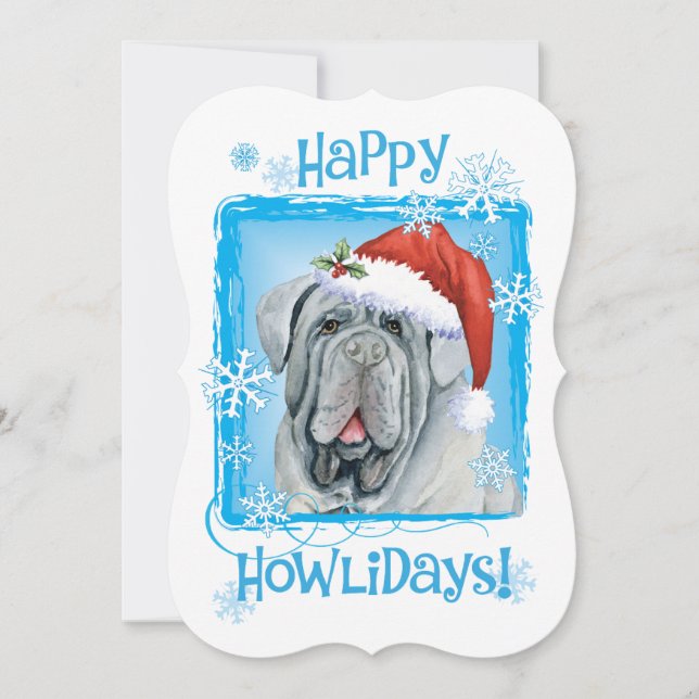 Feliz Howlidays Cartão de Férias Mastiff napolitan (Frente)