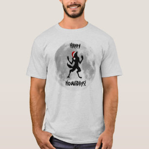 Feliz Howlidays Engraçado T-shirt do lobisomem par