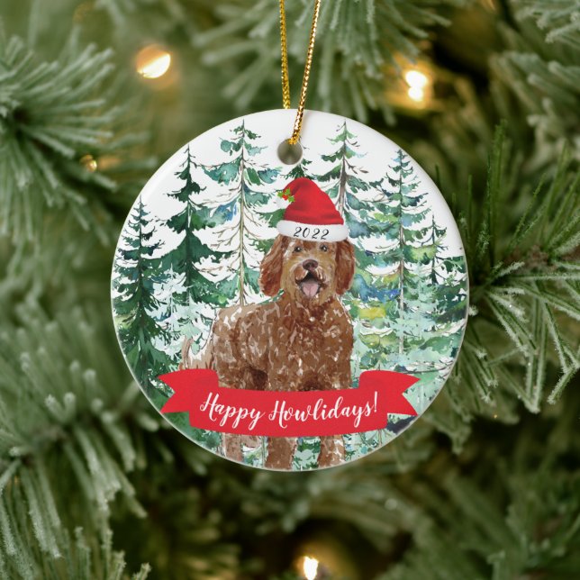 Feliz Howlidays Labradoodle Enfeites de natal (Árvore)