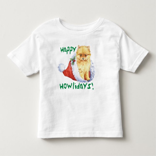 Feliz Howlidays Pomeraniana T-Shirt (Frente)